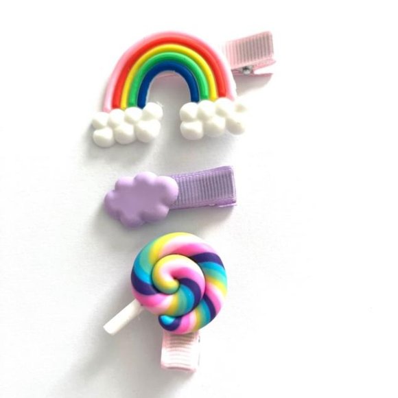 6Pcs/set Girls Cute Colorful Resin Cloud Lollipop Rainbow Hairpin any color 6pcs - Picture 6 of 7